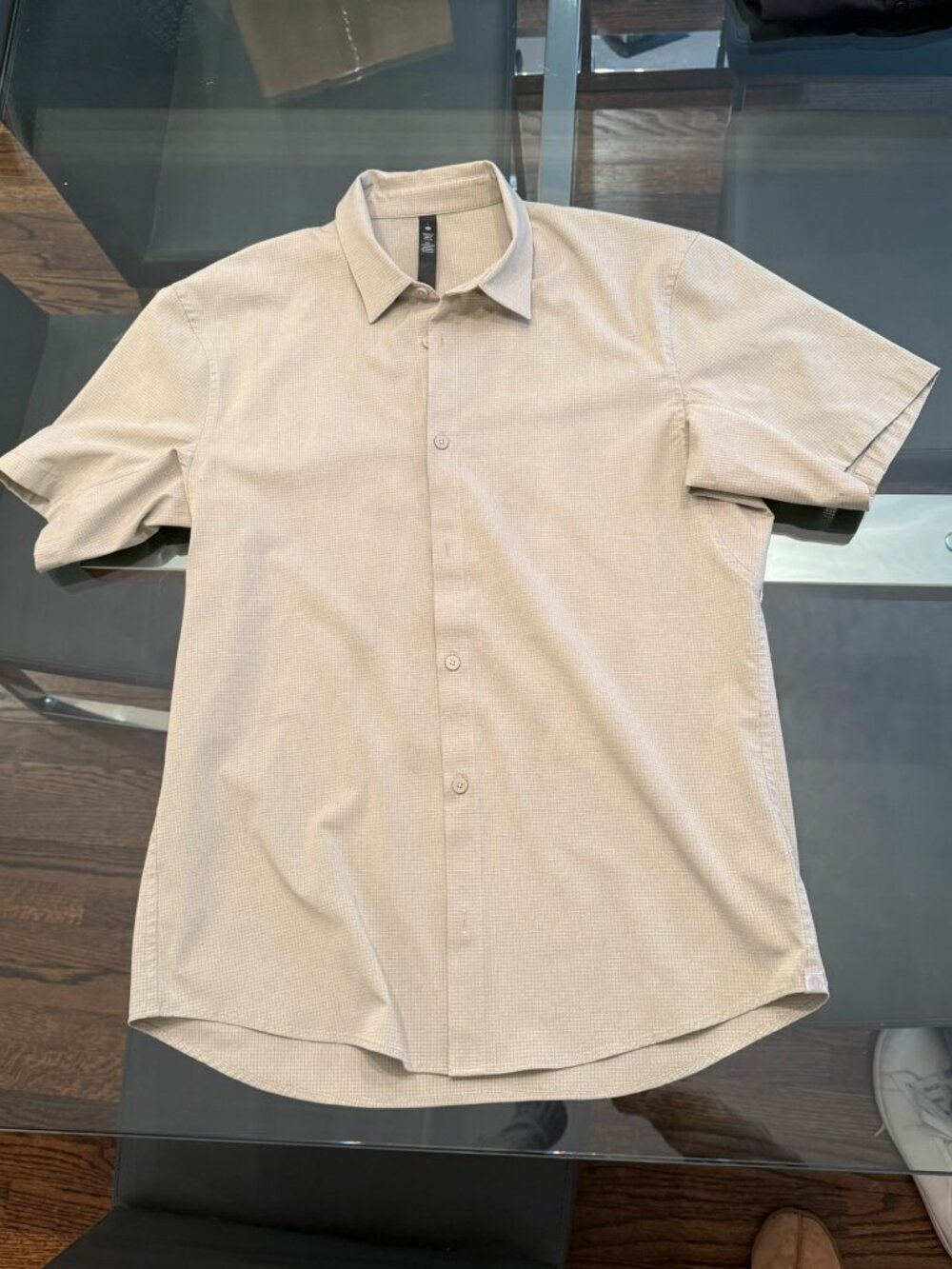 lululemon athletica Short Sleeve Button-Down Shirt - Light Beige